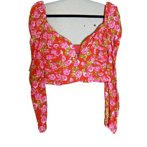 Zara Cropped Floral Boned SweetHeart Womens Sz S Cottagecore Romantic Fairy Sexy